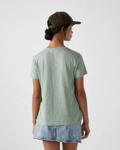 T-shirt col rond femme en coton Vert minéral Angela