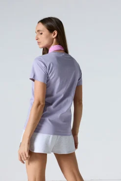 T-shirt à col rond femme en coton Encens violet Angel 2.0