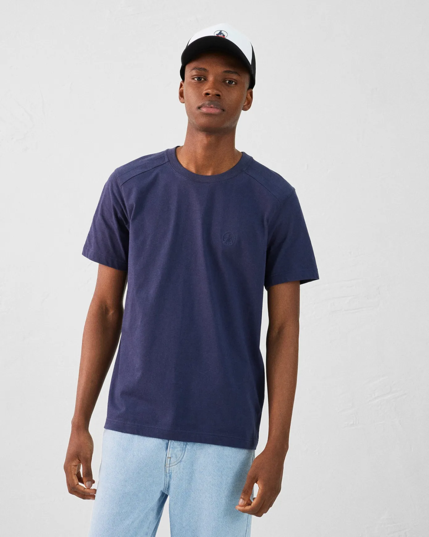 T-shirt col rond homme en coton Marine Pedro