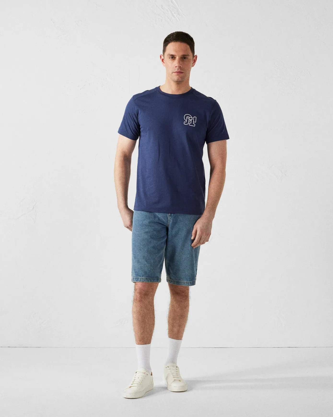 T-shirt col rond homme en coton Marine Pedro mono
