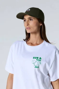 T-shirt col rond mixte imprimé Blanc Samet