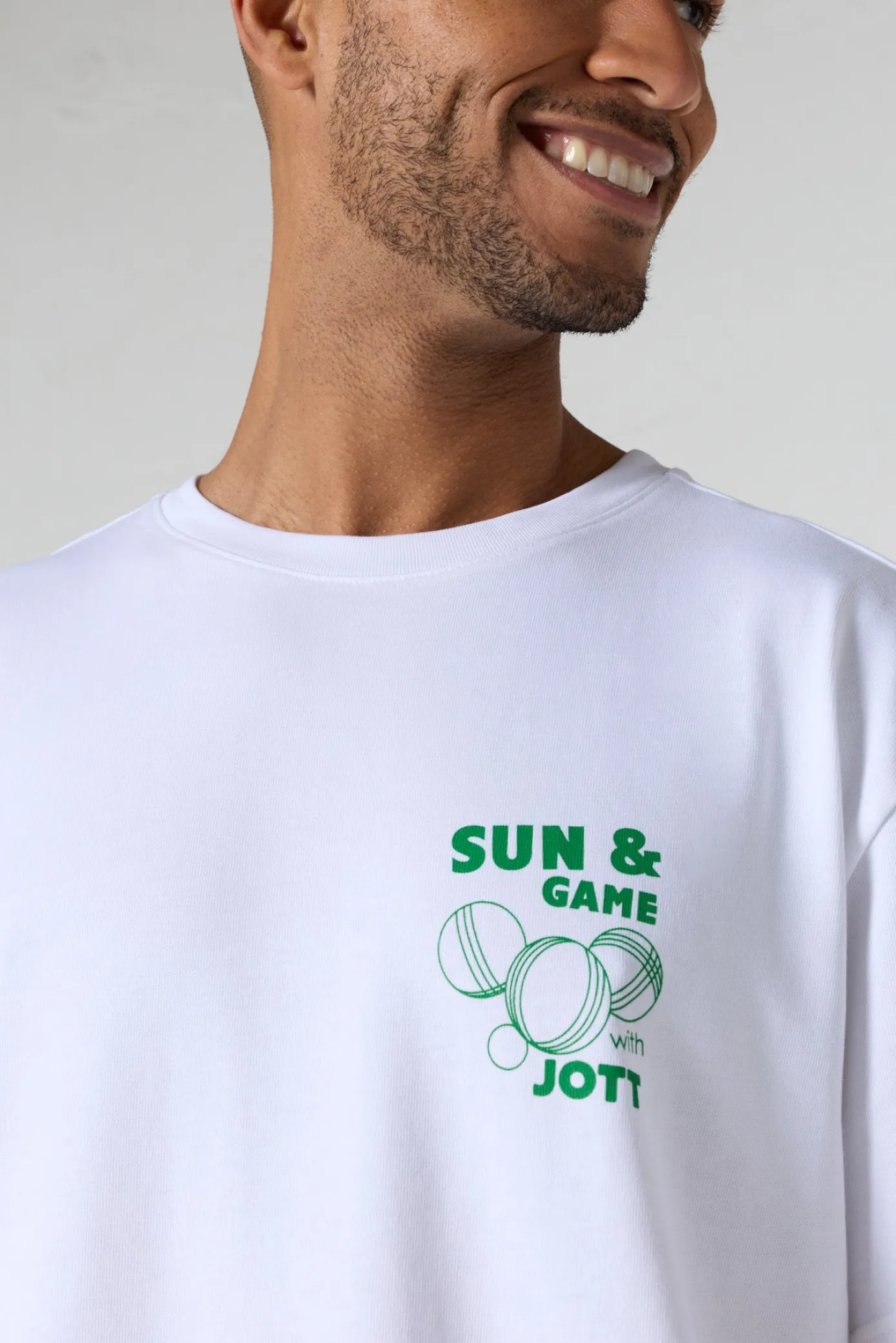 T-shirt col rond mixte imprimé Blanc Samet