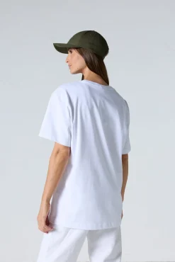 T-shirt col rond mixte imprimé Blanc Samet