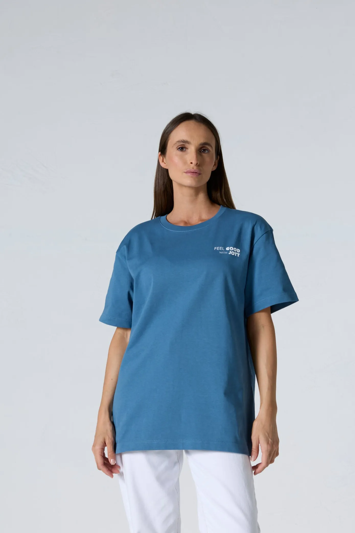T-shirt col rond mixte imprimé Bleu jeans Kood