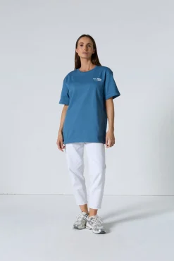 T-shirt col rond mixte imprimé Bleu jeans Kood