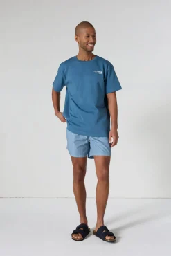 T-shirt col rond mixte imprimé Bleu jeans Kood