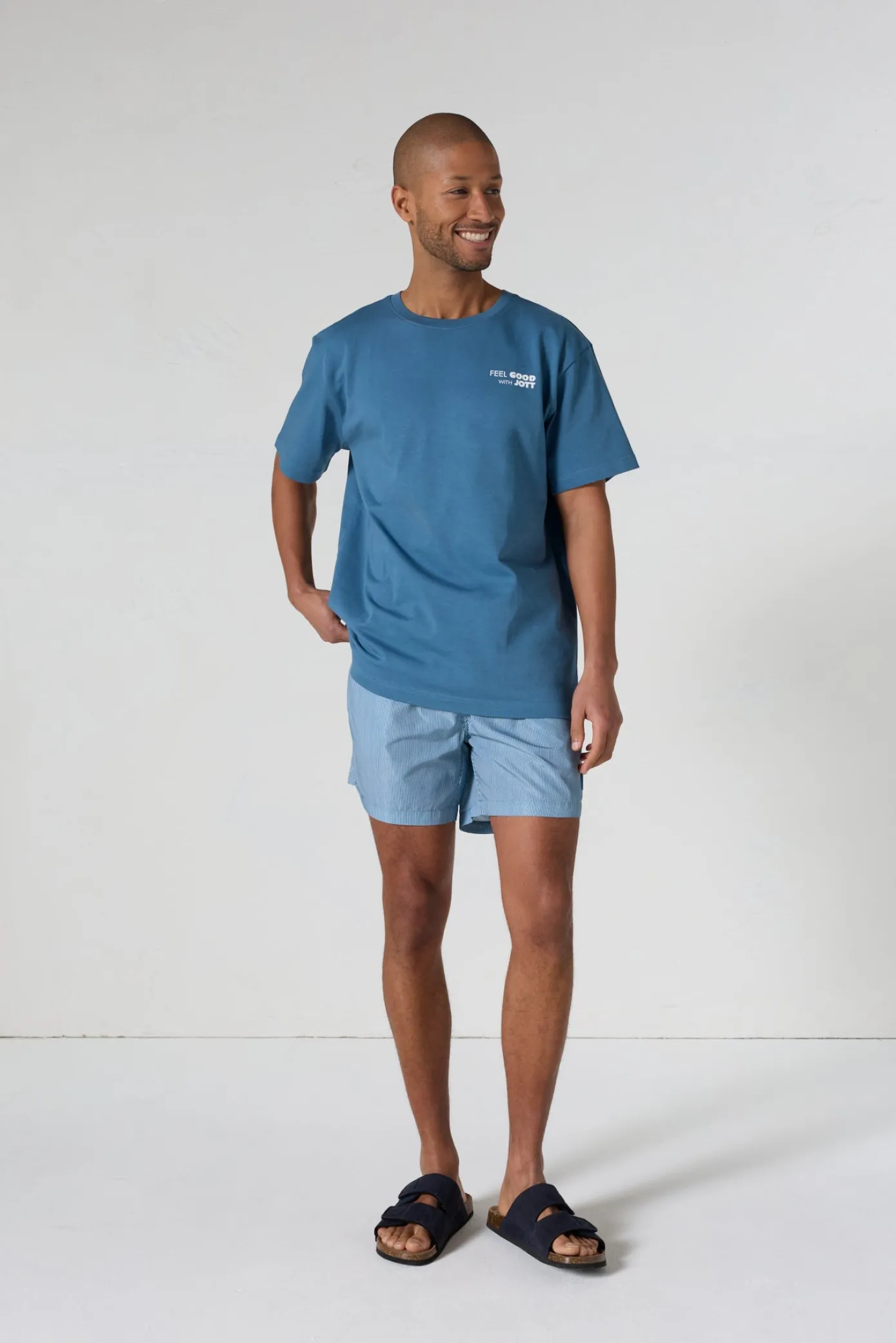 T-shirt col rond mixte imprimé Bleu jeans Kood