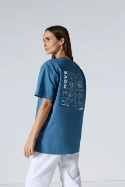 T-shirt col rond mixte imprimé Bleu jeans Kood