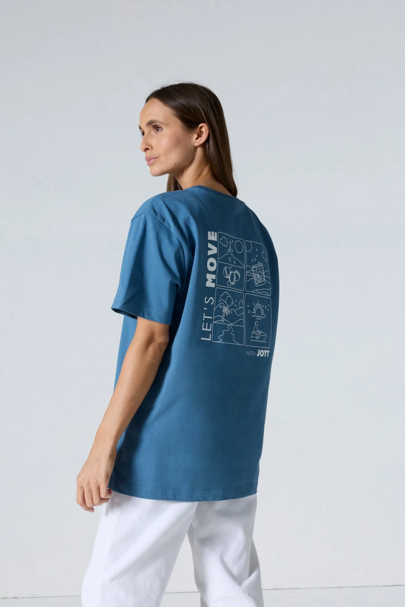 T-shirt col rond mixte imprimé Bleu jeans Kood