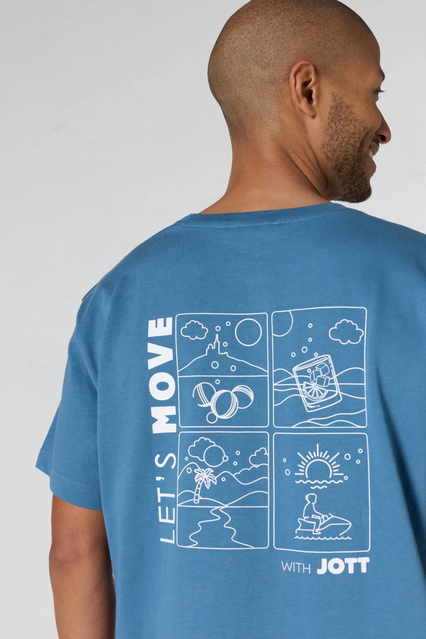 T-shirt col rond mixte imprimé Bleu jeans Kood