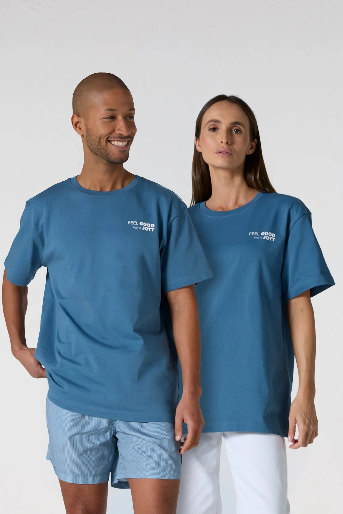 T-shirt col rond mixte imprimé Bleu jeans Kood