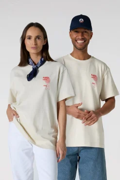 T-shirt col rond mixte imprimé Naturel Samet