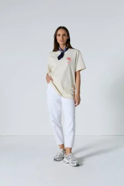 T-shirt col rond mixte imprimé Naturel Samet