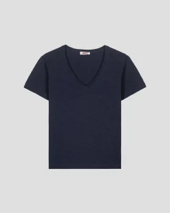 T-shirt col V femme en coton Marine Sonia