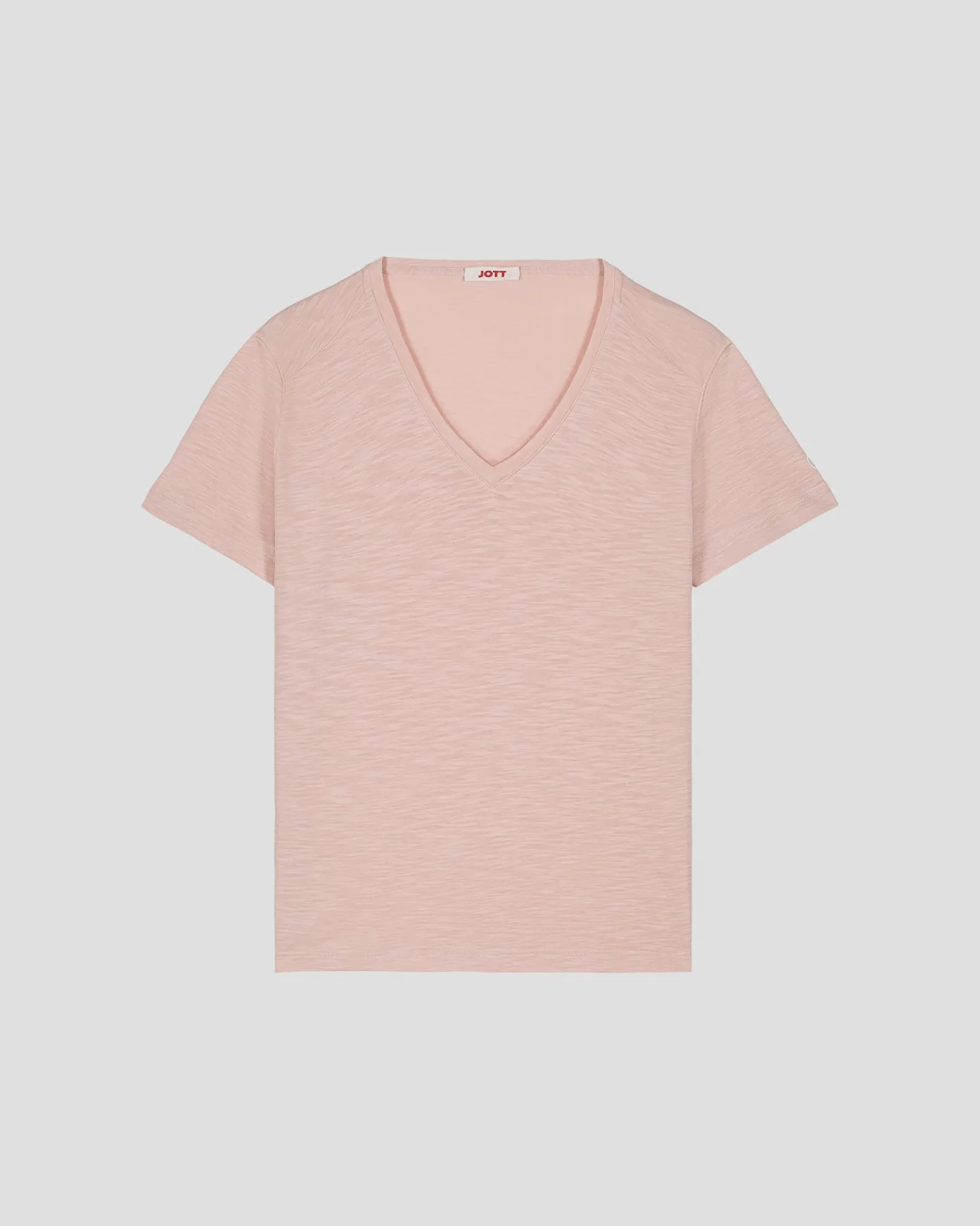 T-shirt col V femme en coton Pêche clair Sonia