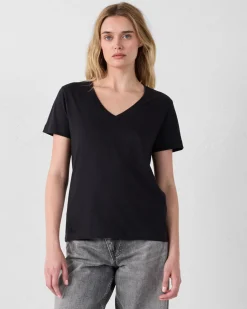 T-Shirt col V Noir Sofy