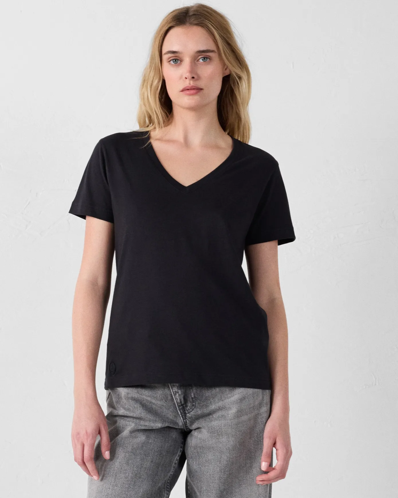 T-Shirt col V Noir Sofy