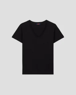 T-Shirt col V Noir Sofy
