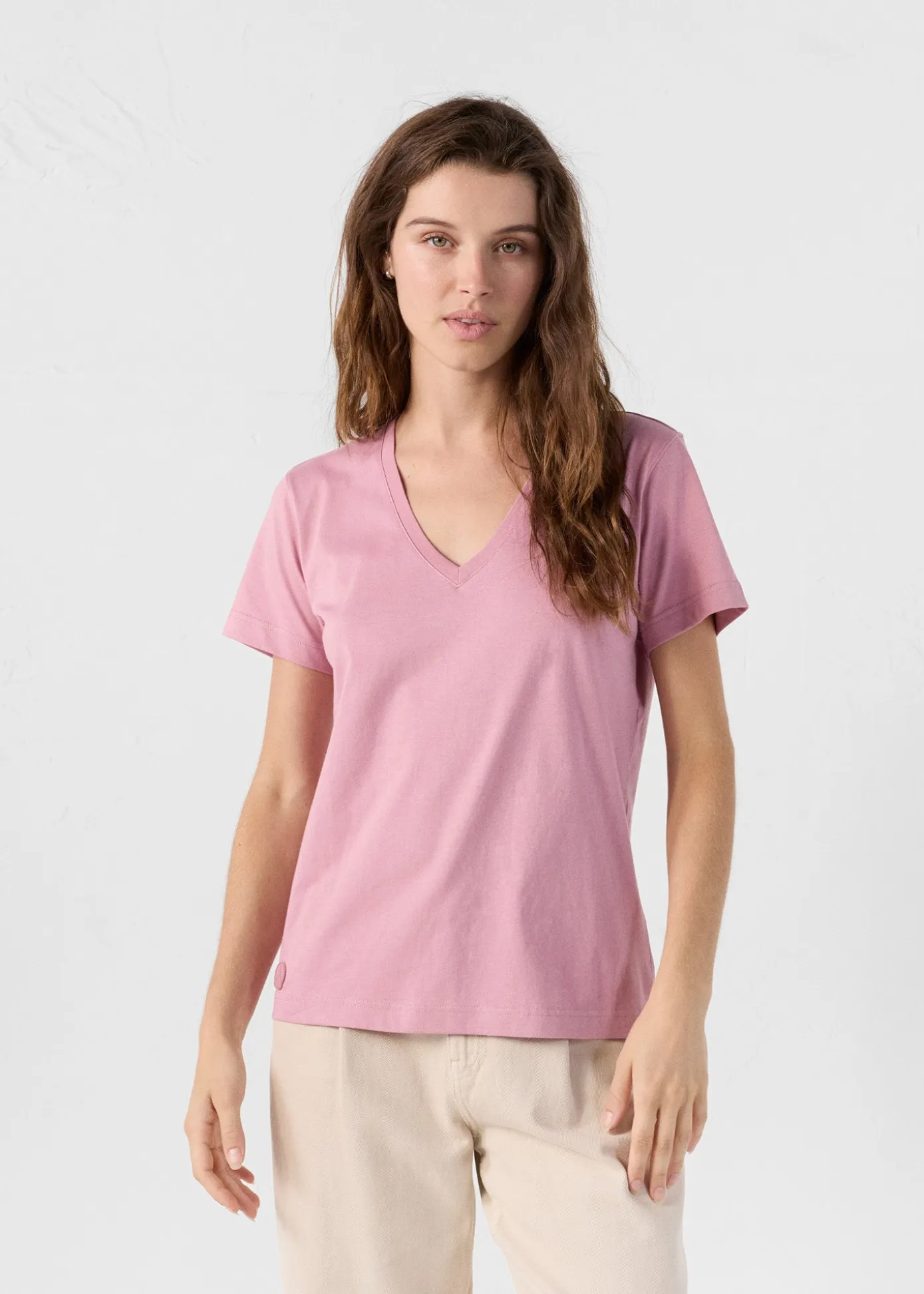 T-Shirt col V Rose antique Sofy