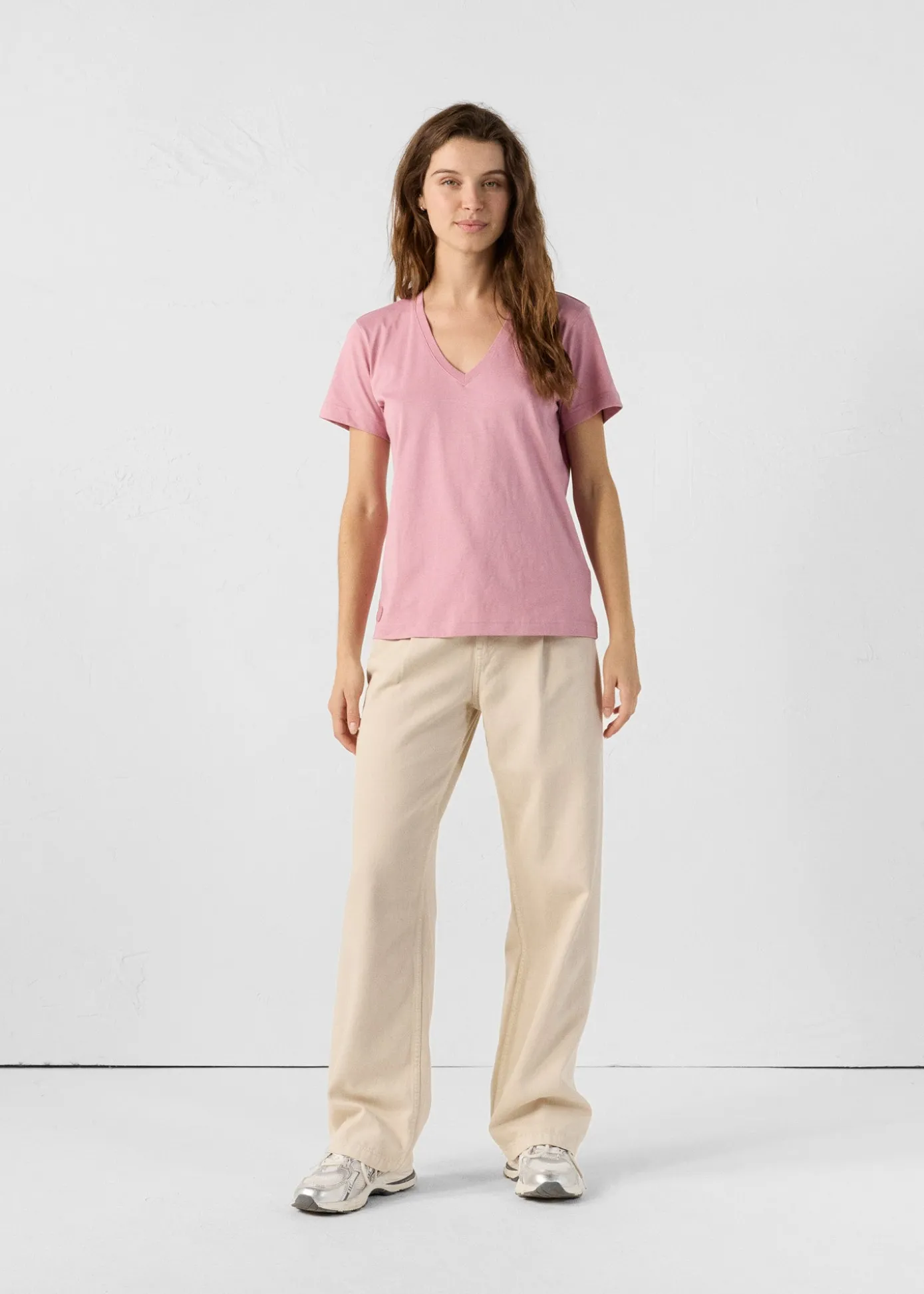 T-Shirt col V Rose antique Sofy