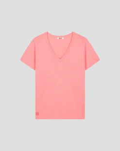 T-Shirt col V Vibrant pink Sofy