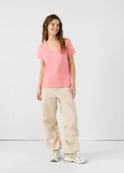 T-Shirt col V Vibrant pink Sofy