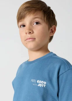 T-shirt enfant col rond imprimé Bleu jeans Mak