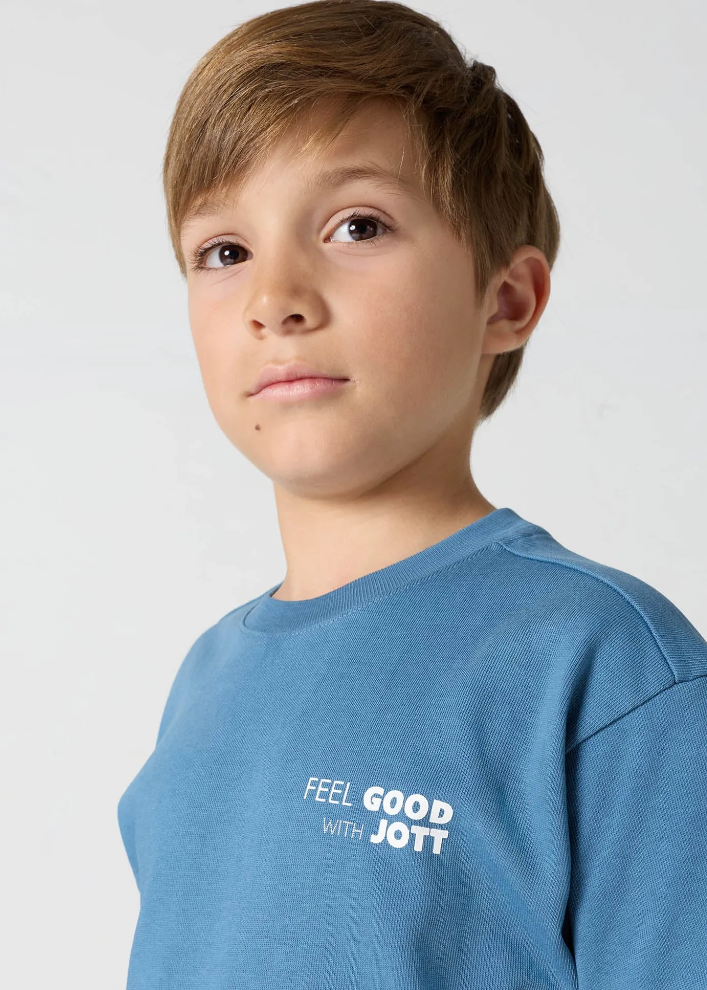 T-shirt enfant col rond imprimé Bleu jeans Mak