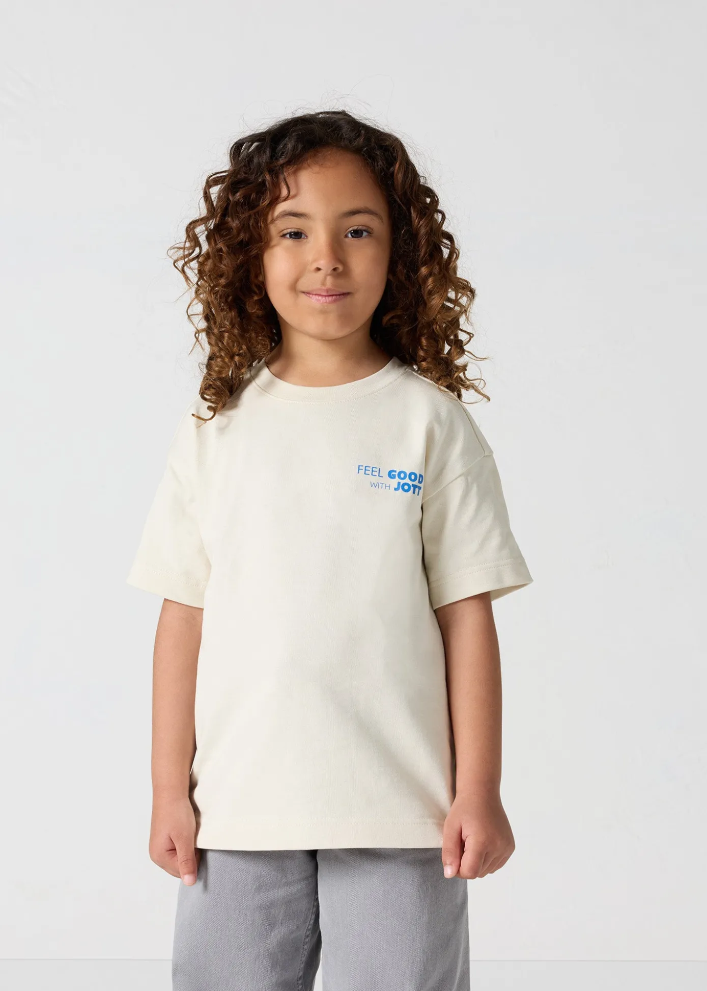 T-shirt enfant col rond imprimé Naturel Mak