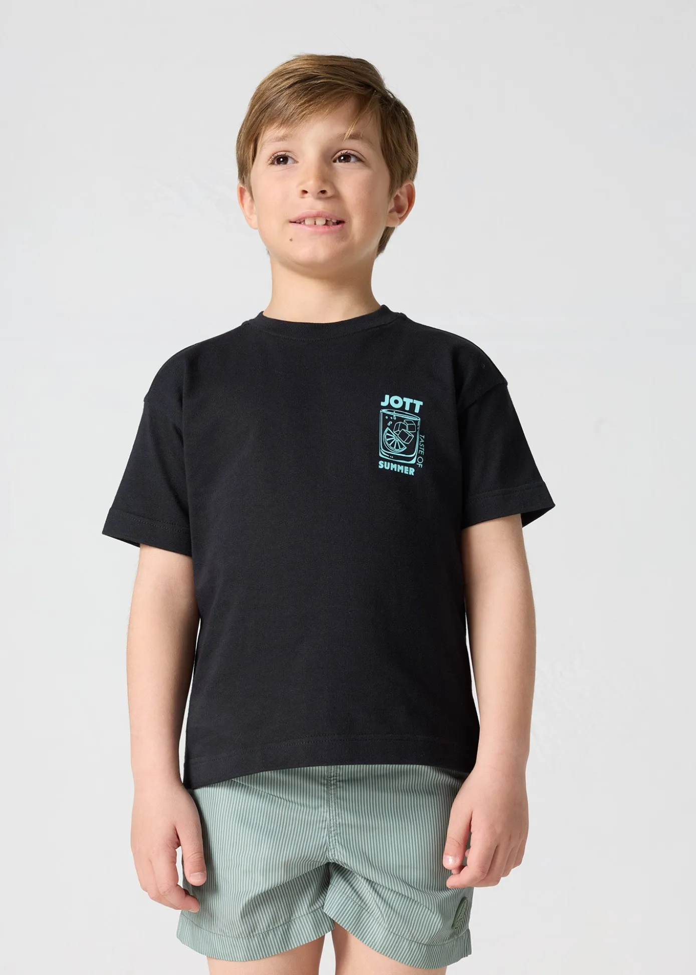 T-shirt enfant col rond imprimé Noir Mattia