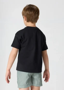 T-shirt enfant col rond imprimé Noir Mattia