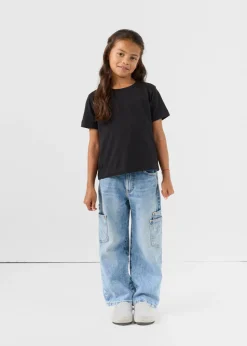 T-shirt enfant à col rond Noir Pio