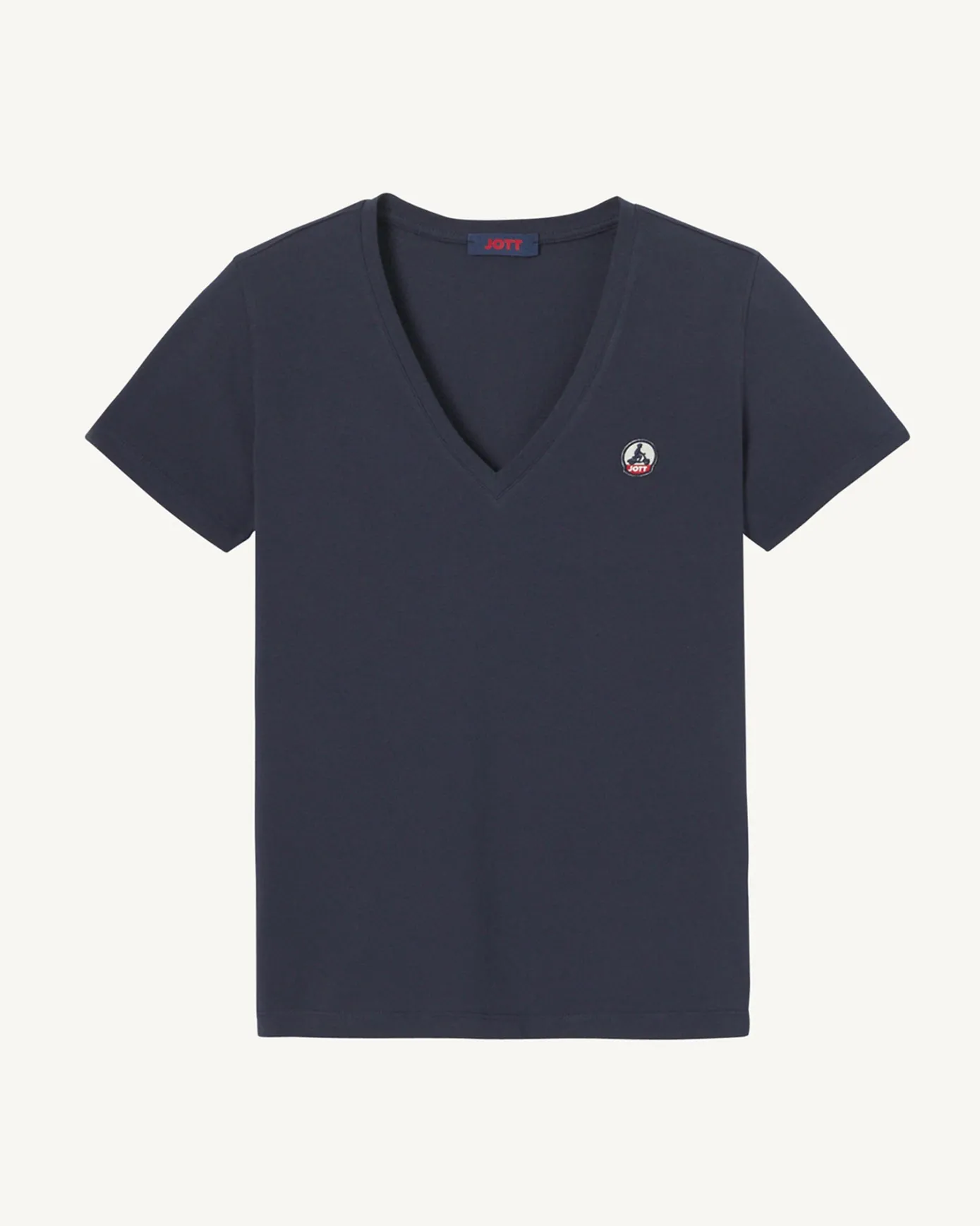 T-shirt uni col V en coton biologique Marine Cancun 2.0