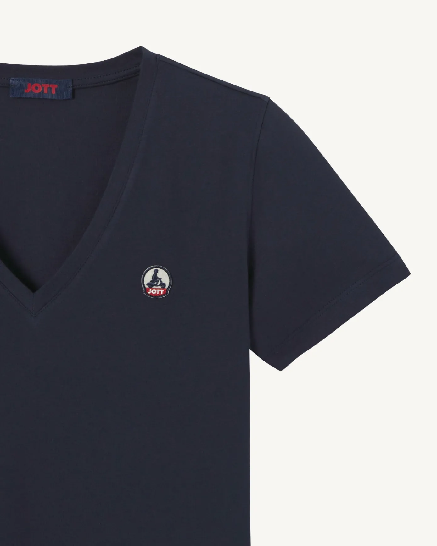T-shirt uni col V en coton biologique Marine Cancun 2.0