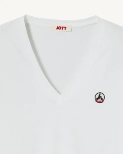 T-shirt uni col V en coton biologique Blanc Cancun 2.0