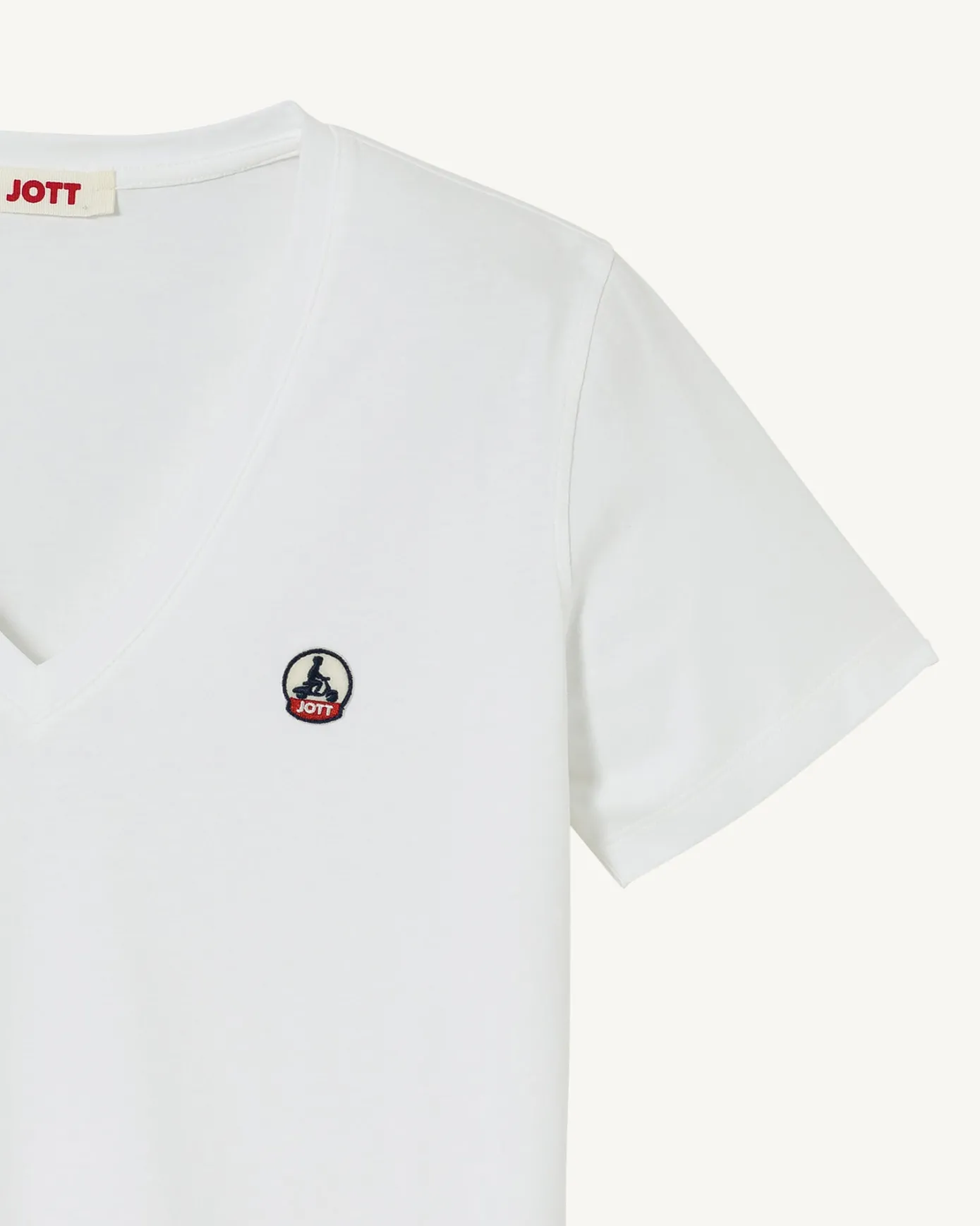 T-shirt uni col V en coton biologique Blanc Cancun 2.0