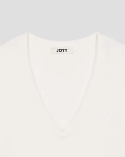 T-shirt uni col V en coton Blanc Sofia 2.0