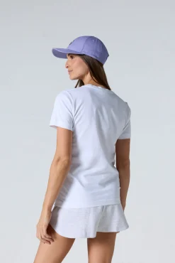 T-shirt uni col V en coton Blanc Sofia 2.0