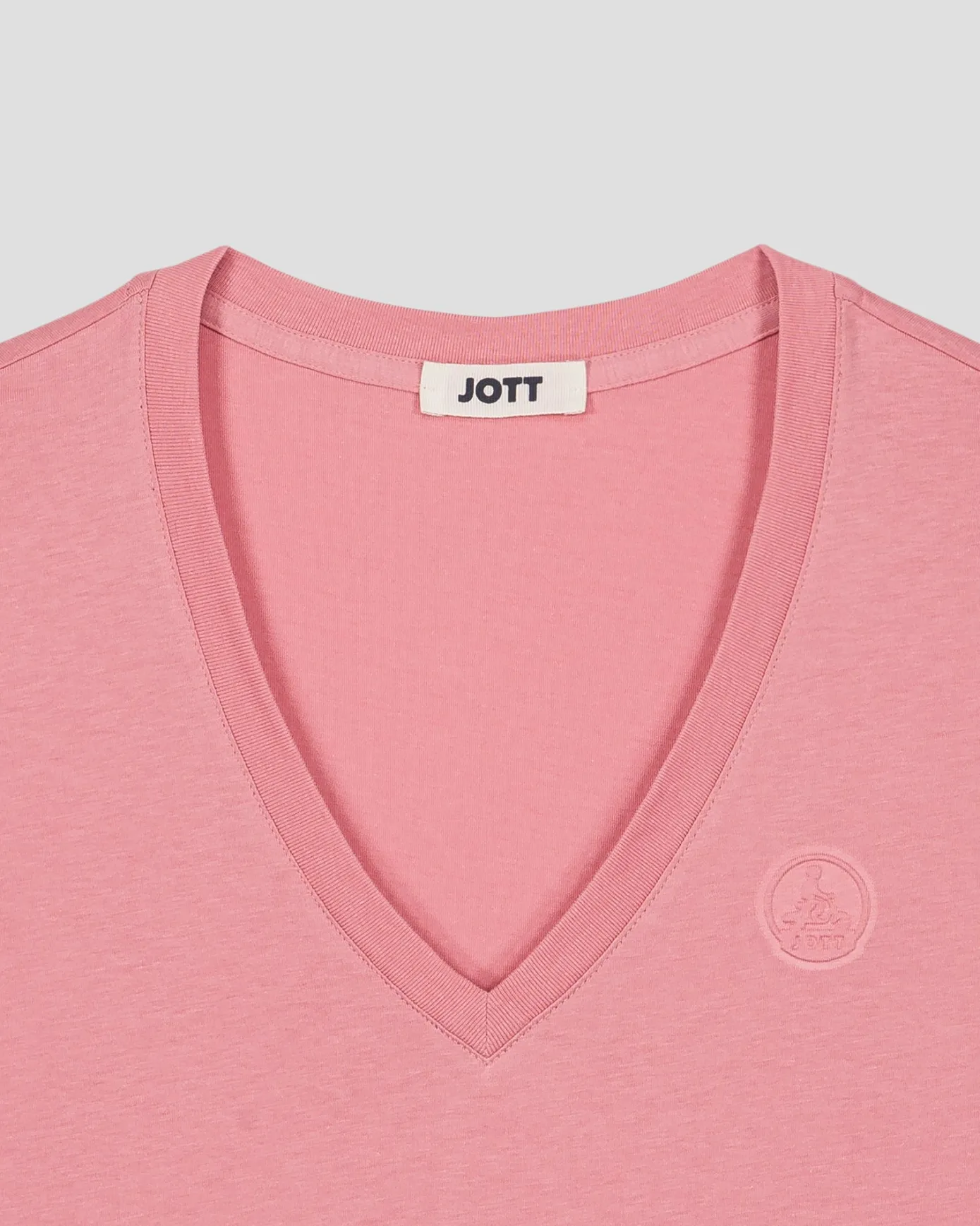 T-shirt uni col V en coton Pink antique Sofia 2.0