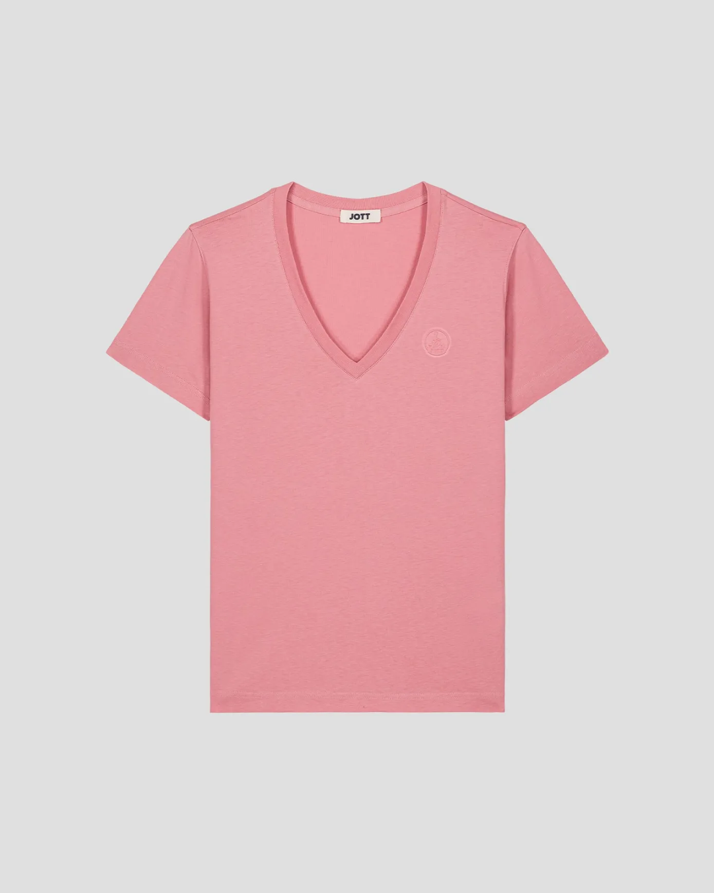 T-shirt uni col V en coton Pink antique Sofia 2.0