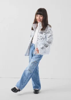 Veste enfant à sequins Blanc/argent Lina
