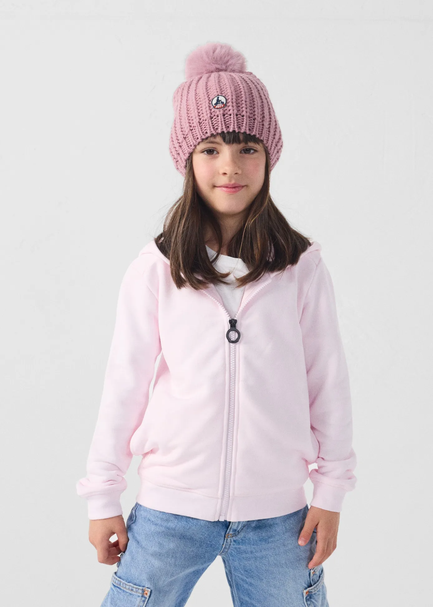Veste enfant zippée à capuche Rose pétale Arie