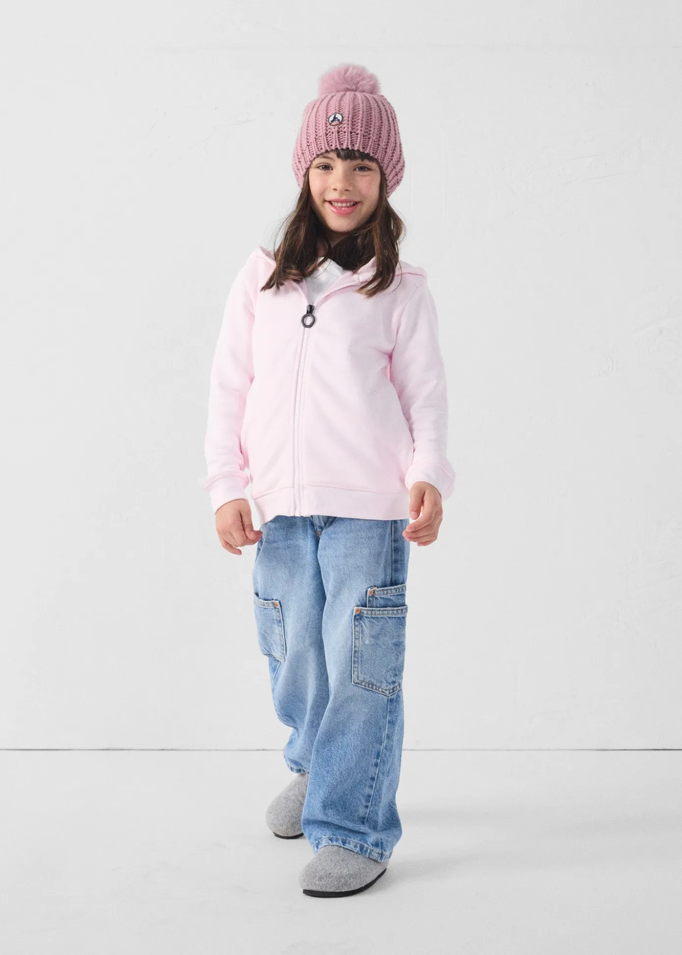 Veste enfant zippée à capuche Rose pétale Arie