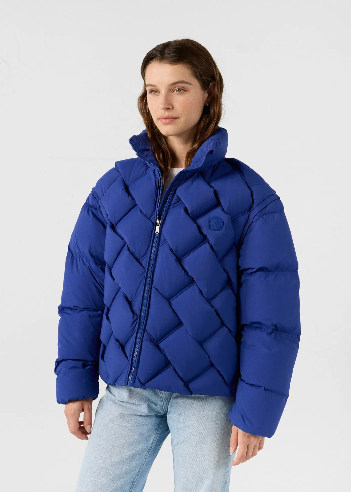 Veste Grand Froid puffer tressée Bleu cobalt Alya