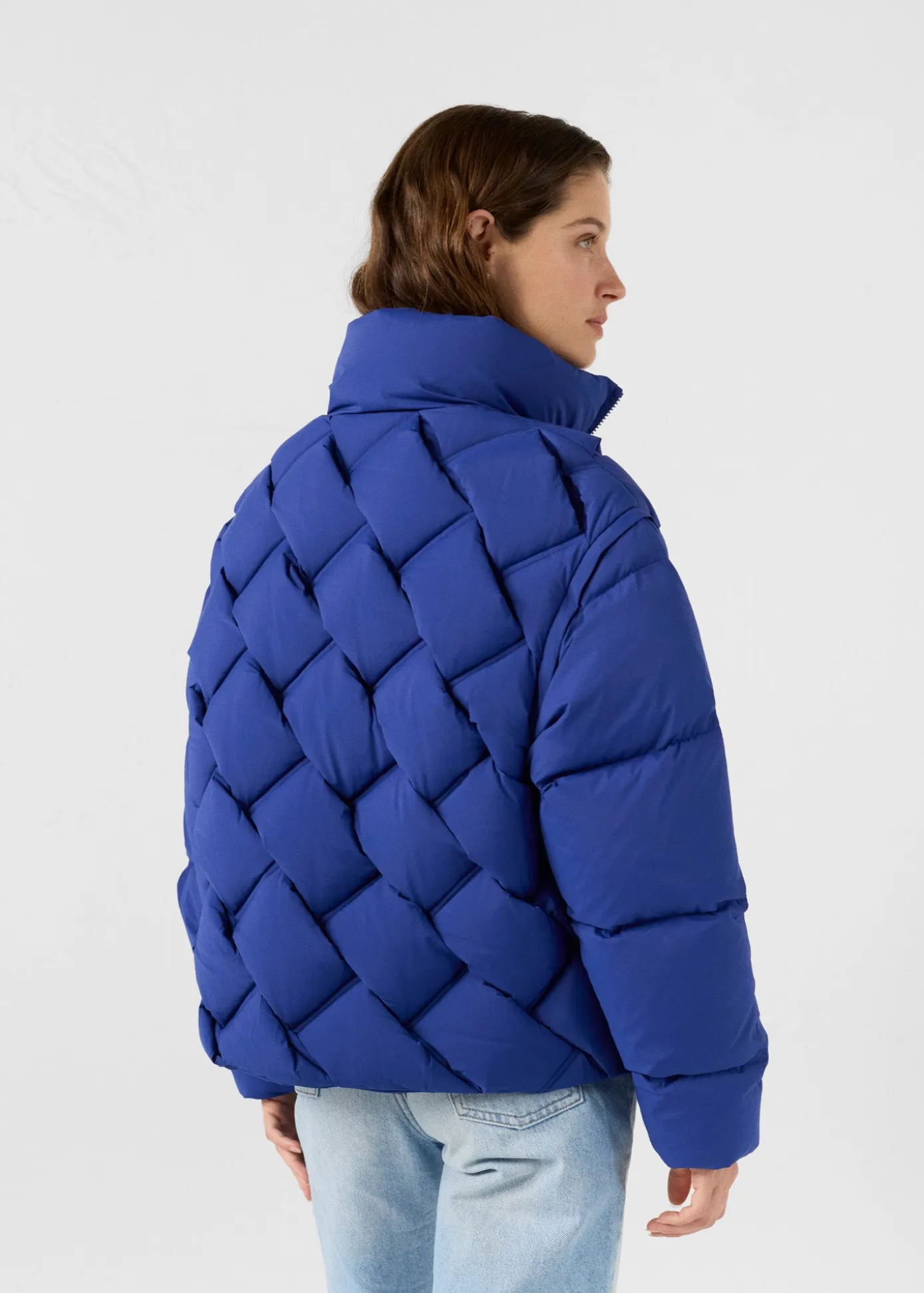 Veste Grand Froid puffer tressée Bleu cobalt Alya