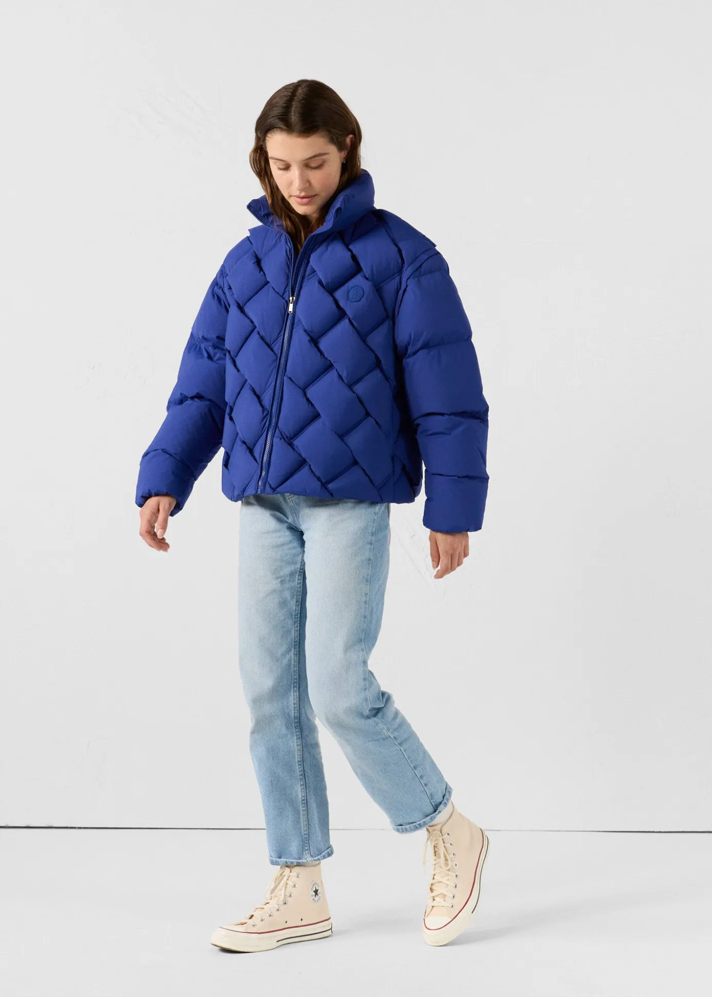 Veste Grand Froid puffer tressée Bleu cobalt Alya