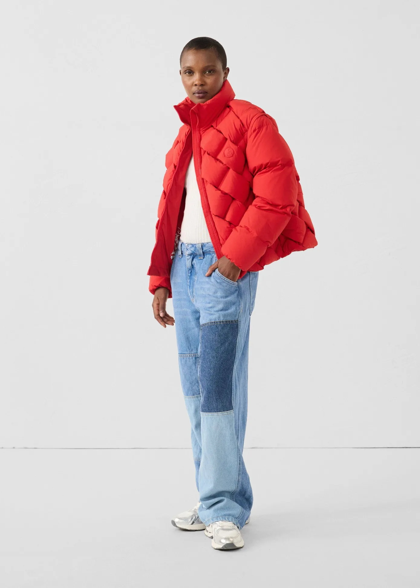 Veste Grand Froid puffer tressée Rouge carmin Alya