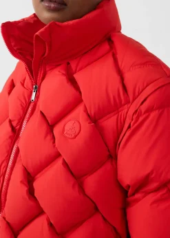 Veste Grand Froid puffer tressée Rouge carmin Alya