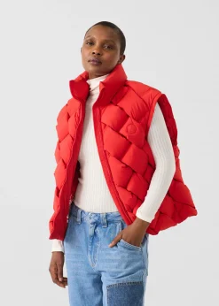 Veste Grand Froid puffer tressée Rouge carmin Alya