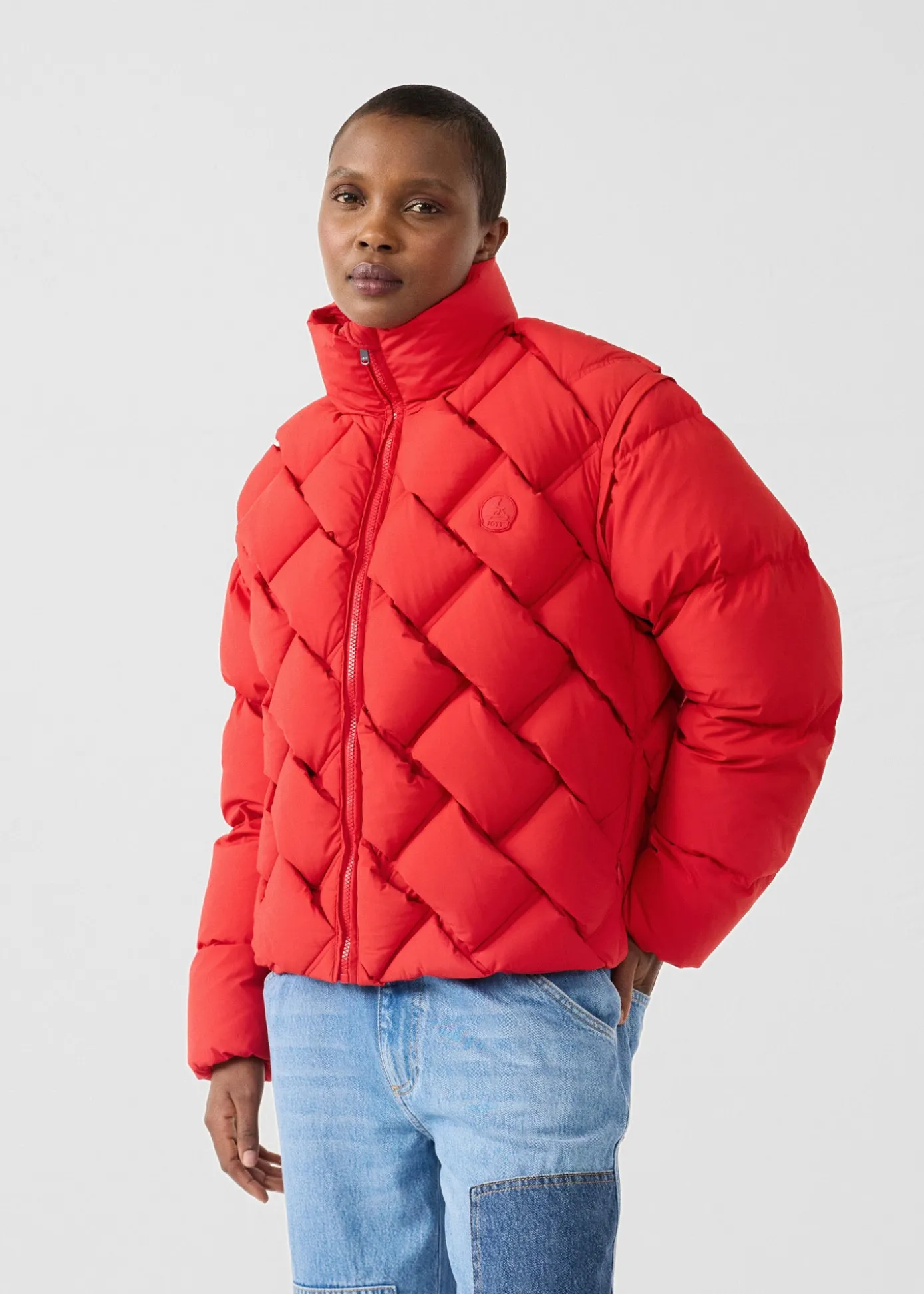 Veste Grand Froid puffer tressée Rouge carmin Alya